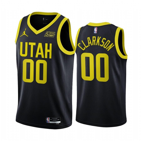 Men's Utah Jazz #00 Jordan Clarkson Black 2022/23 Association Edition Stitched Basketball Jersey